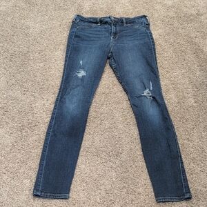 Hollister Blue Skinny Jeans with Distressed Details